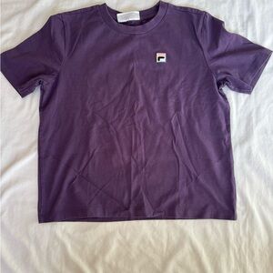Fila Purple Crewneck T‑Shirt with Small Logo Patch